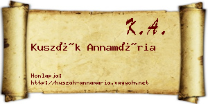 Kuszák Annamária névjegykártya